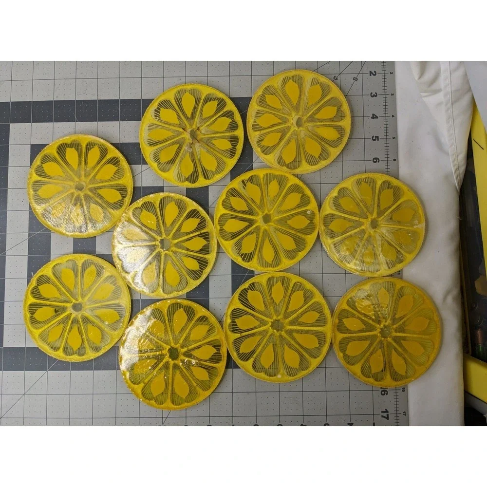 Coasters Lemon‎ Slices Set of 10 Yellow 4.5 Inch Round
